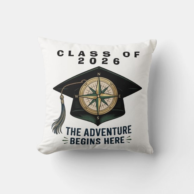 Class of 2026 Graduation Compass Mortarboard  Cushion (Front)