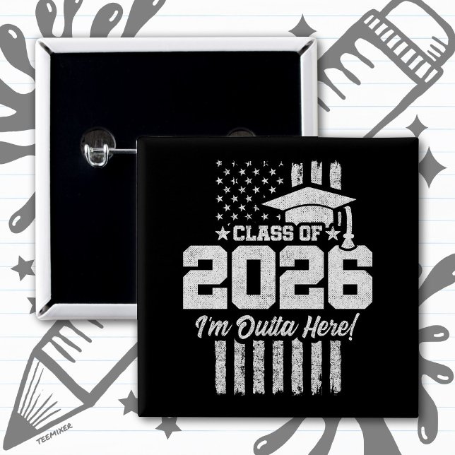 Class of 2026 Graduation Distressed Flag Design 15 Cm Square Badge (Creator Uploaded)