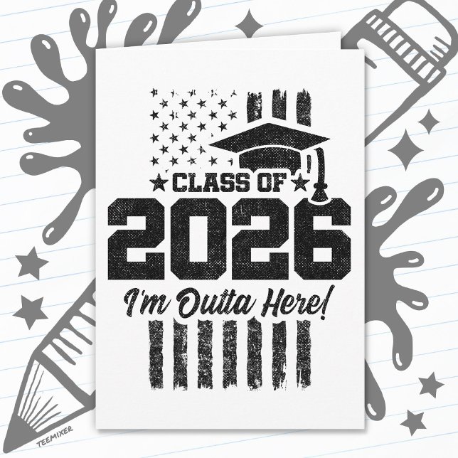 Class of 2026 Graduation Distressed Flag Design Card (Creator Uploaded)