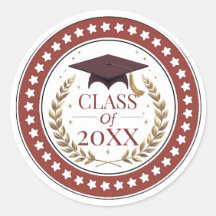 Class of 2026 Graduation Elegant Red and Gold Stic