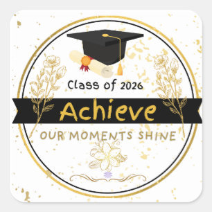 Class of 2026 Graduation Gold Floral Sticker