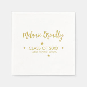 Class Of 2026 Graduation Gold Party Stars Napkin