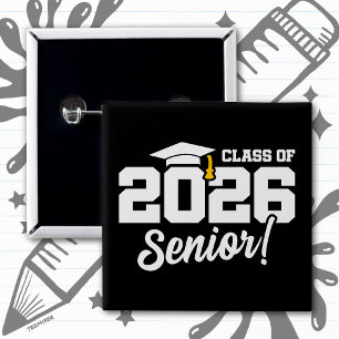 Class of 2026 Graduation Graduate Senior 2026 15 Cm Square Badge