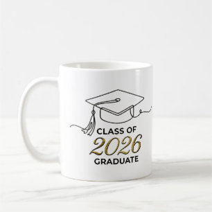 Class of 2026 Graduation Mug with Gold Mortarboard