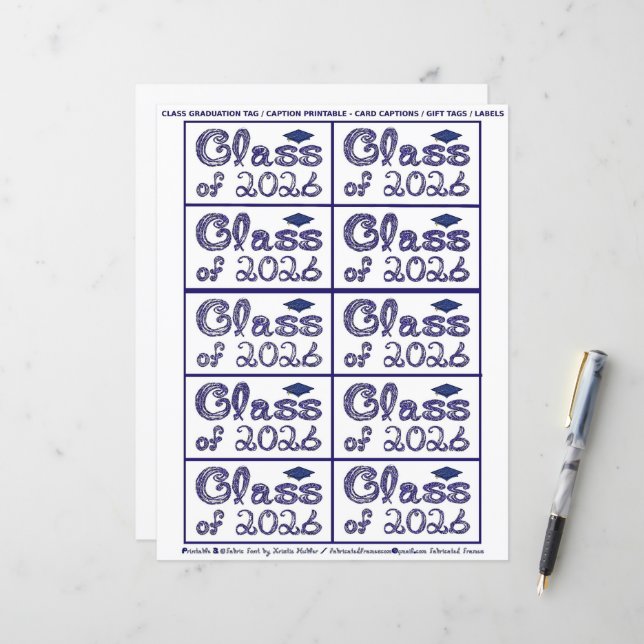 Class of 2026 Graduation Navy Blue Tag Captions (Front/Back In Situ)