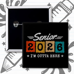 Class of 2026 Graduation Retro Vintage Senior 2026 15 Cm Square Badge
