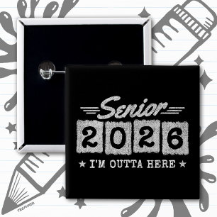 Class of 2026 Graduation Retro Vintage Senior 2026 15 Cm Square Badge