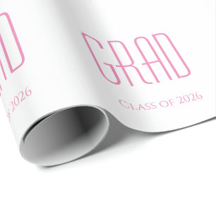 Class of 2026 Graduation Simple Pink Typography  Wrapping Paper