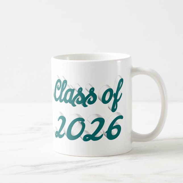 Class of 2026 green script  graduation  coffee mug (Right)
