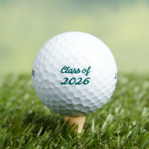 Class of 2026 green script graduation golf balls
