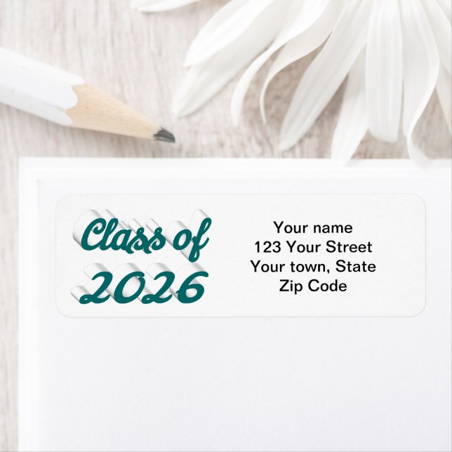 Class of 2026 green script graduation return address label (Insitu)