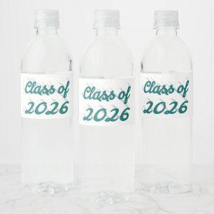 Class of 2026 green script graduation water bottle label