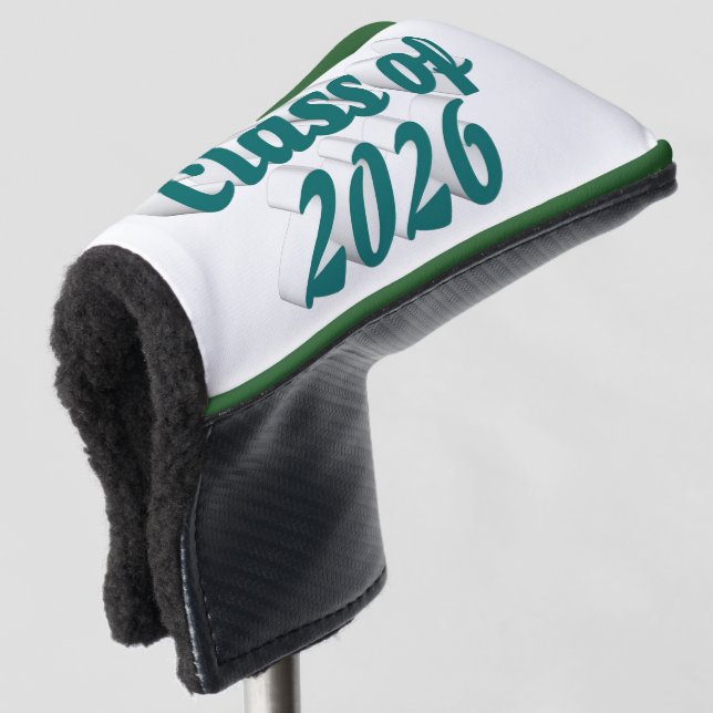 Class of 2026 green text  graduation  golf head cover (3/4 Front)
