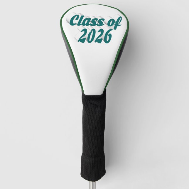 Class of 2026 green text graduation  golf head cover (Front)