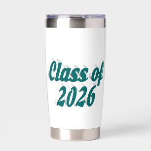 Class of 2026 green text graduation insulated tumbler