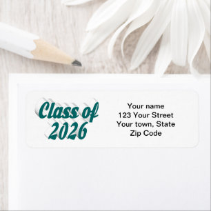 Class of 2026 green text graduation return address label