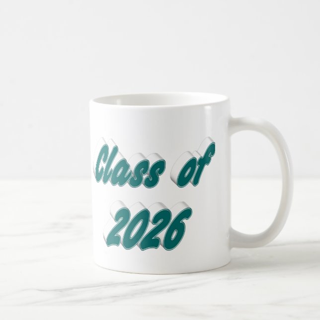 Class of 2026 green typography graduation coffee mug (Right)