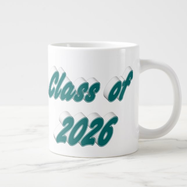 Class of 2026 green typography graduation large coffee mug (Right)