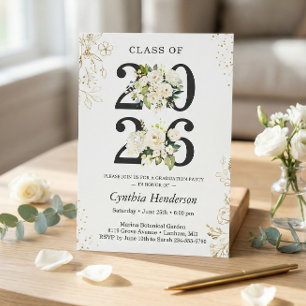 Class of 2026 Greenery Floral Graduation Party Invitation