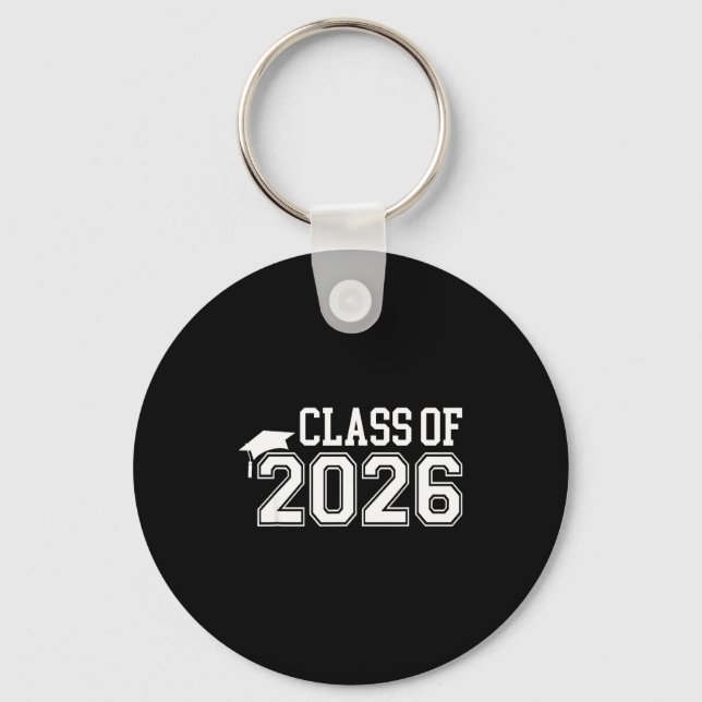 Class of 2026 high school senior graduation cap key ring (Front)