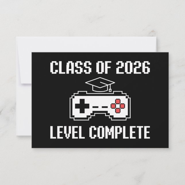 Class Of 2026 Level Complete Gaming Graduation Announcement (Front)