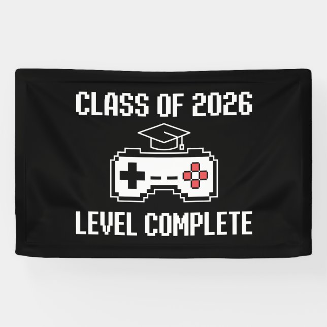 Class Of 2026 Level Complete Gaming Graduation Banner (Horizontal)