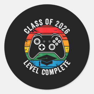 Class of 2026 level complete video gamer senior classic round sticker