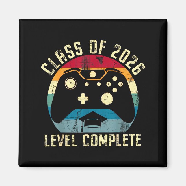 Class of 2026 level complete video gamer senior magnet (Front)