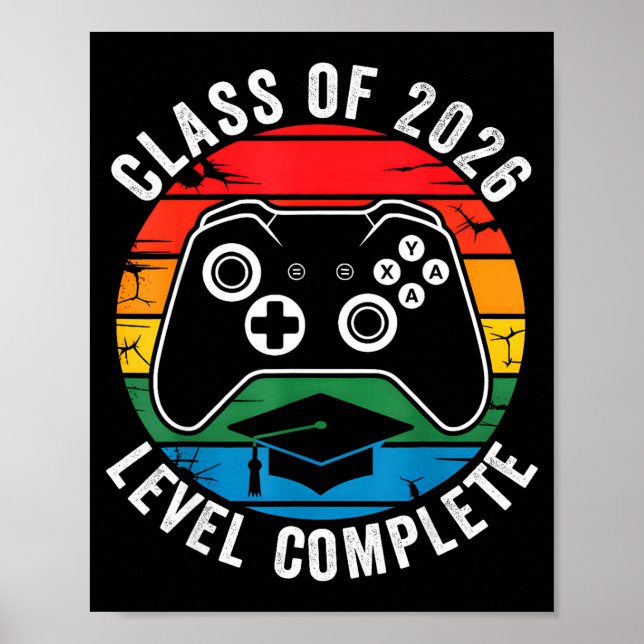 Class of 2026 level complete video gamer senior poster (Front)