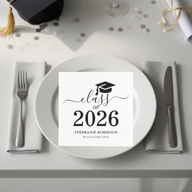 Class of 2026 Modern Minimalist Graduation  Napkin (Creator Uploaded)