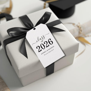 Class of 2026 Modern White Black Graduation  Gift Tags