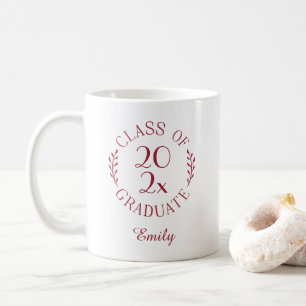 Class of 2026 Name Burgundy Typography Graduation Coffee Mug