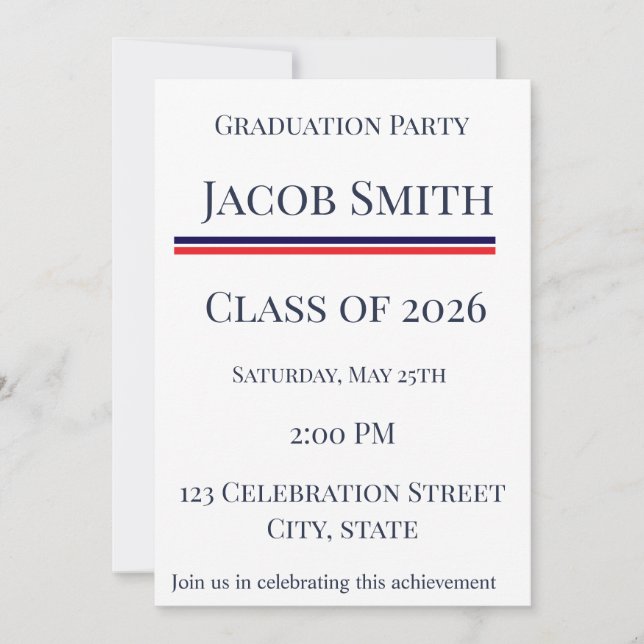 Class of 2026 Patriotic Graduation Invite (Front)