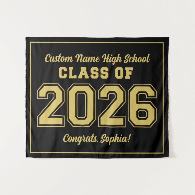 Class of 2026, Personalised Party Decoration Tapestry (Front (Horizontal))