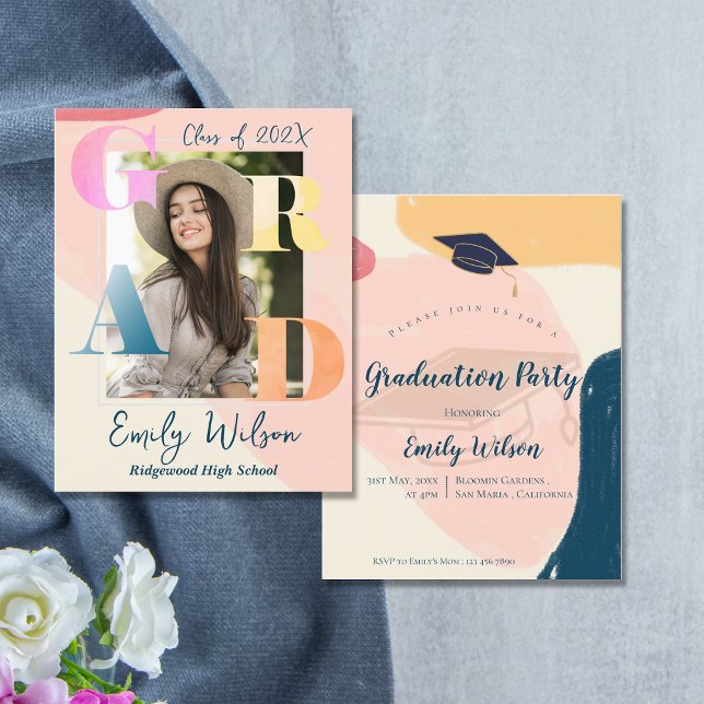 Class of 2026 Photo Graduation Party Mini Invite (Cute 2025 Photo Graduation Party Mini Invitation)