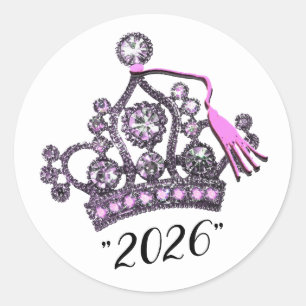  “Class of 2026” Princess Tiara Classic Round Sticker