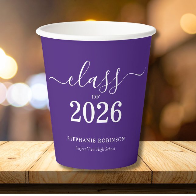 Class of 2026 Purple Graduation Party Paper Cups (Creator Uploaded)