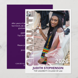 Class of 2026 Purple Graduation Photo Announcement
