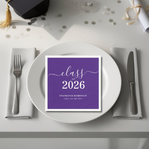 Class of 2026 Purple Modern Graduation Party Napkin