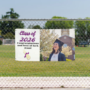 Class of 2026 purple script graduation photo banner
