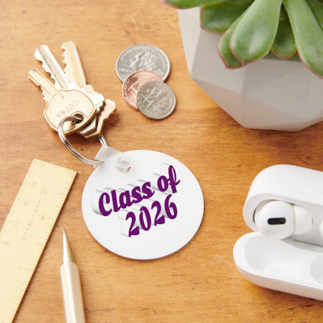 Class of 2026 purple text  graduation  key ring (Desk)