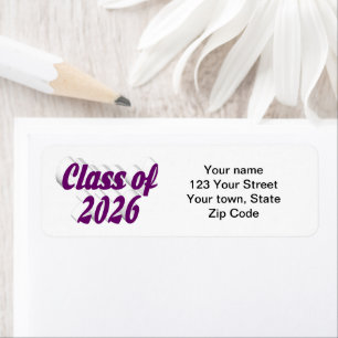 Class of 2026 purple text graduation return address label
