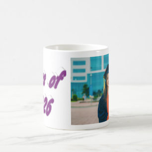 Class of 2026 purple typography graduation photo  coffee mug