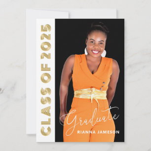 Class Of 2026 Retro Gold Photo Graduation Party Invitation