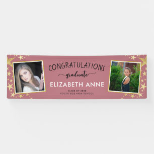 Class of 2026 Rose Gold 2 Photos Graduation Banner