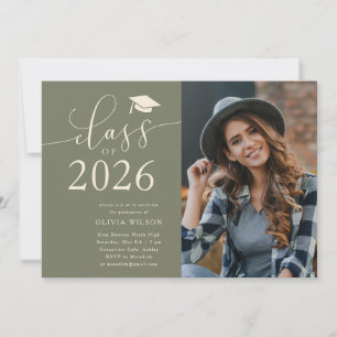 Class of 2026 Sage Graduation Party Photo  Invitation