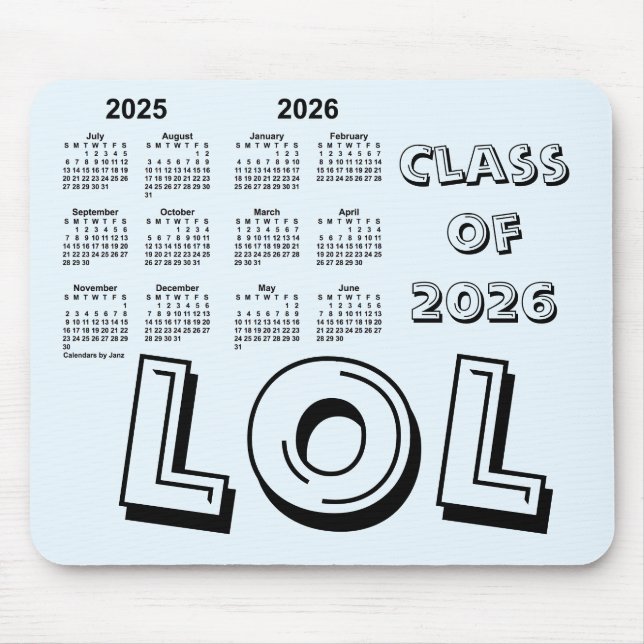Class of 2026 School Calendar by Janz Alice Blue Mouse Pad (Front)
