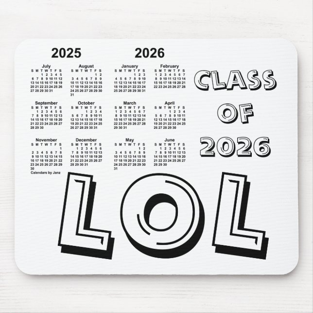Class of 2026 School Year Calendar by Janz White Mouse Pad (Front)