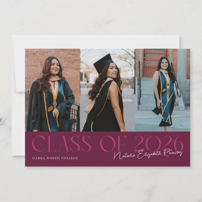 Class of 2026 Script Name Cranberry Grad Photo Announcement (Front)