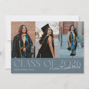 Class of 2026 Script Name Slate Blue Grad Photo Announcement